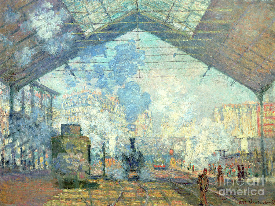 Gare Saint Lazare, Paris, 1877. Artist Drawing by Print Collector