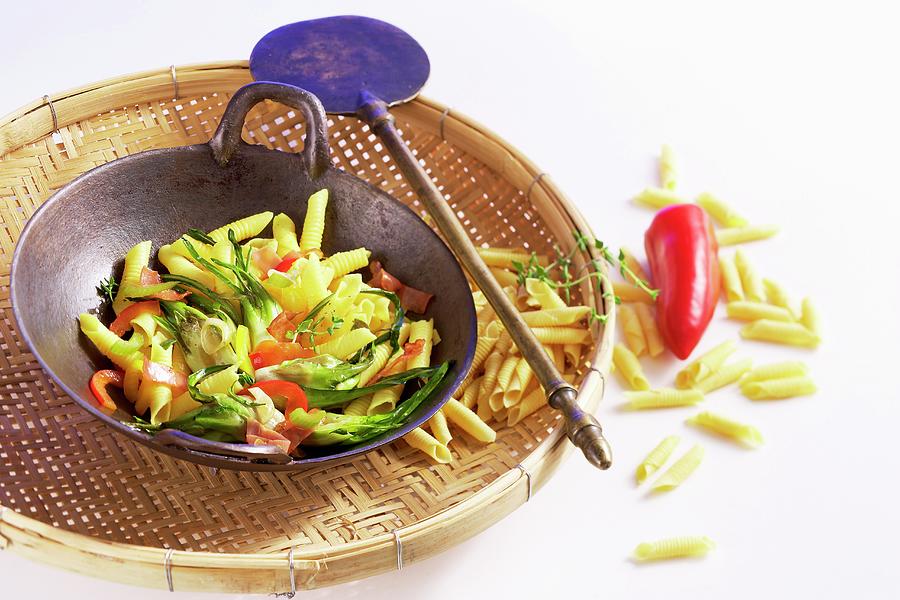 Garganelli With Puntarelle Chicory And Peppers Photograph by Teubner Foodfoto