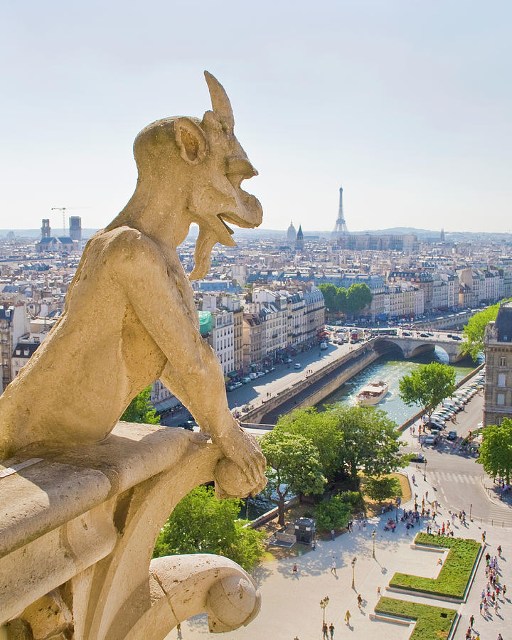 Gargoyle, View From Notre Dame, Paris Photograph by John Harper