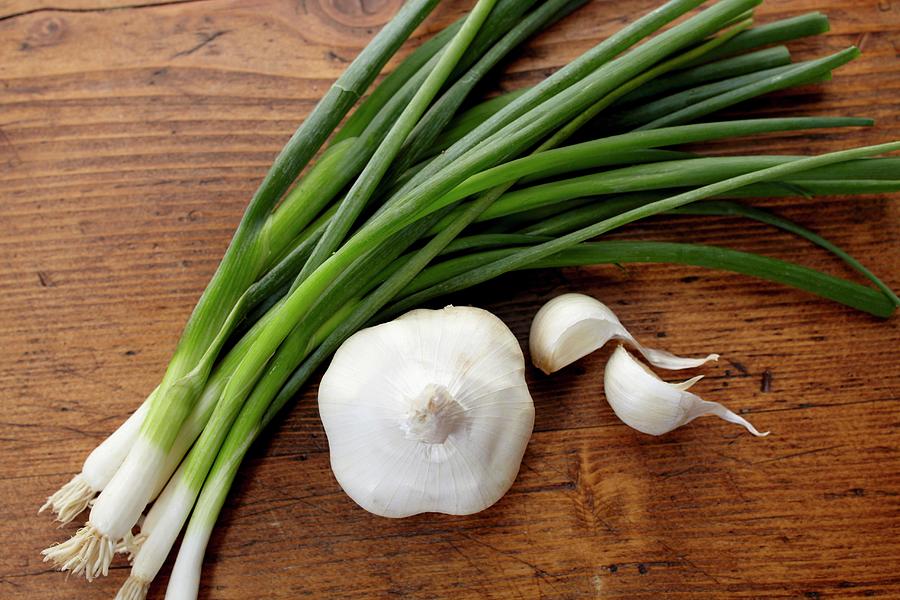Garlic And Green Onions Photograph by Edward Thomas