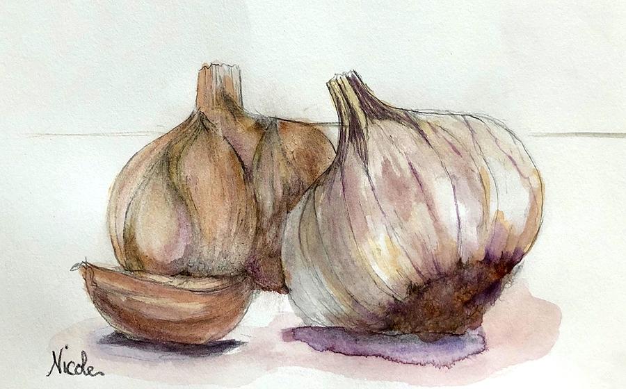 Still Life Painting - Garlic by Nicole Curreri