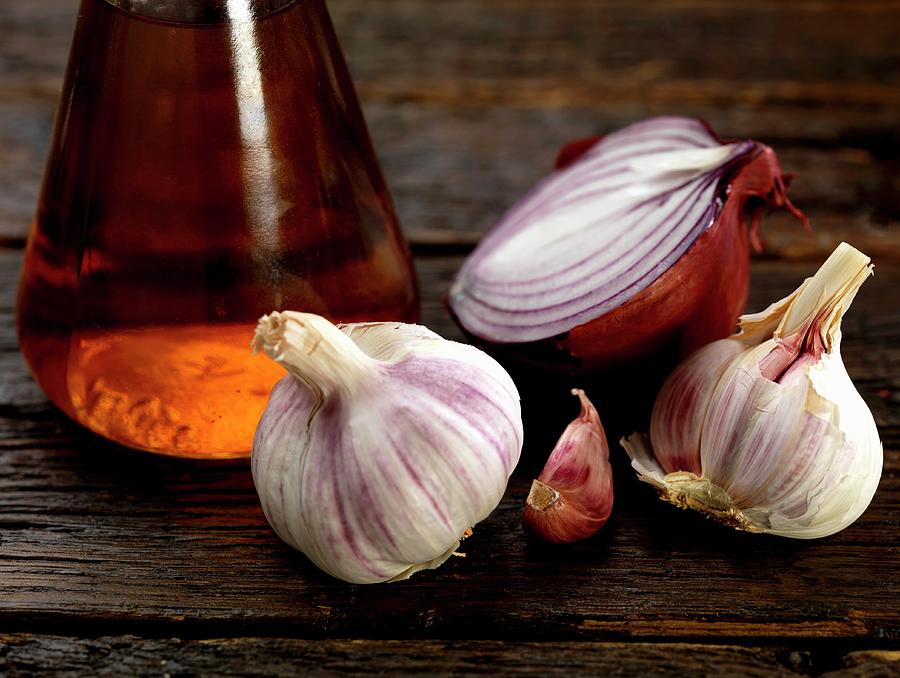 Garlic, Onion And Apple Vinegar Photograph by Robert Morris