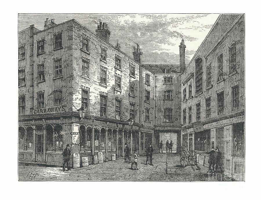 Garraways Coffee House, 1878 Artist Drawing by Print Collector