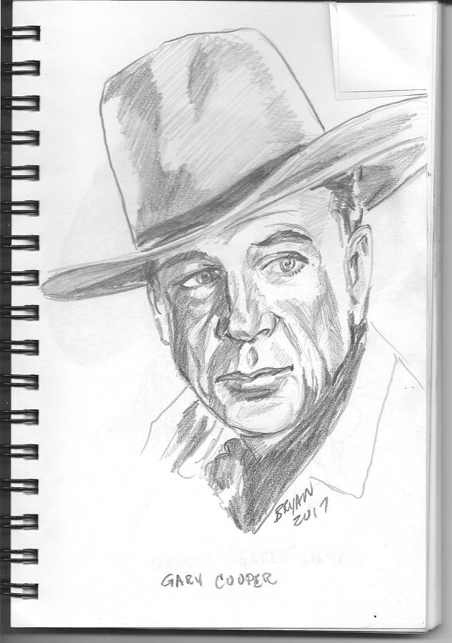 Gary Cooper Drawing by Bryan Bustard