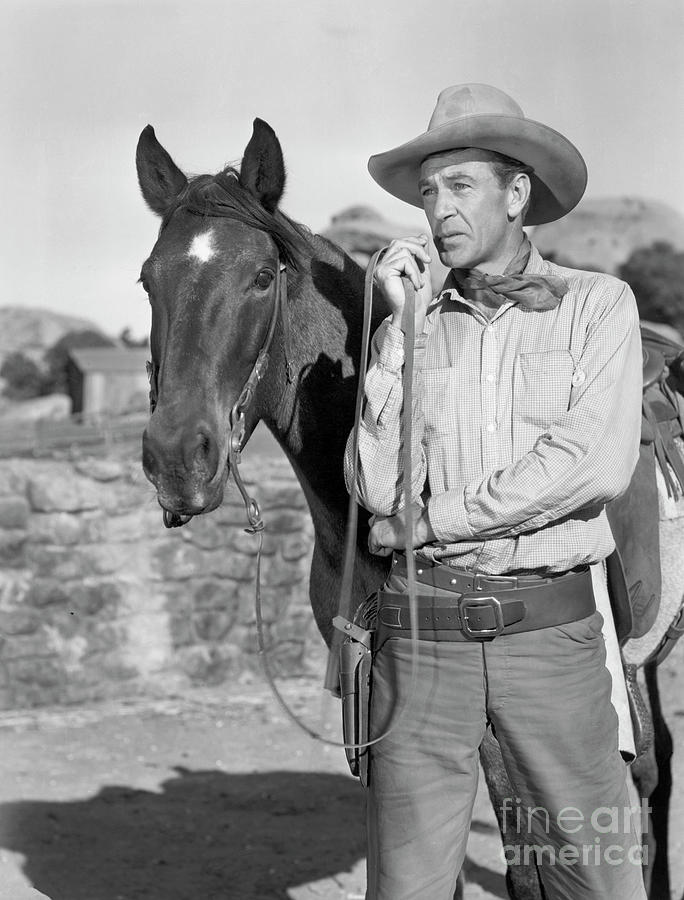 Gary Cooper With Horse In Western Film Photograph by Bettmann
