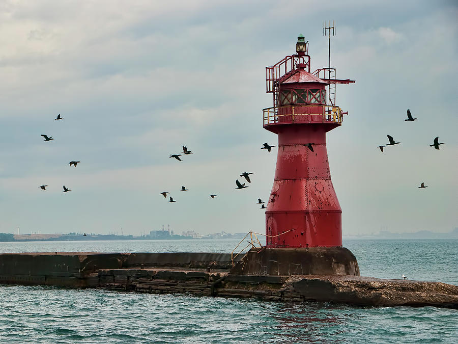 Lighthouse Photograph - Gary Harbor Breakwater Lighthouse by Phyllis Taylor