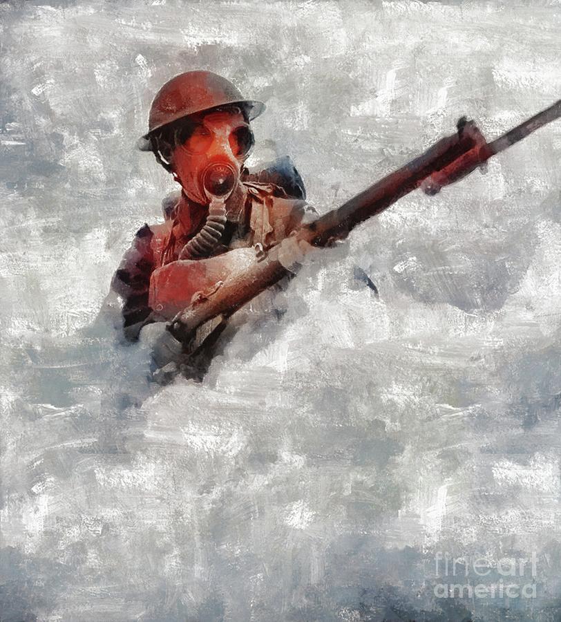 Gas Attack, World War Two Painting by Esoterica Art Agency