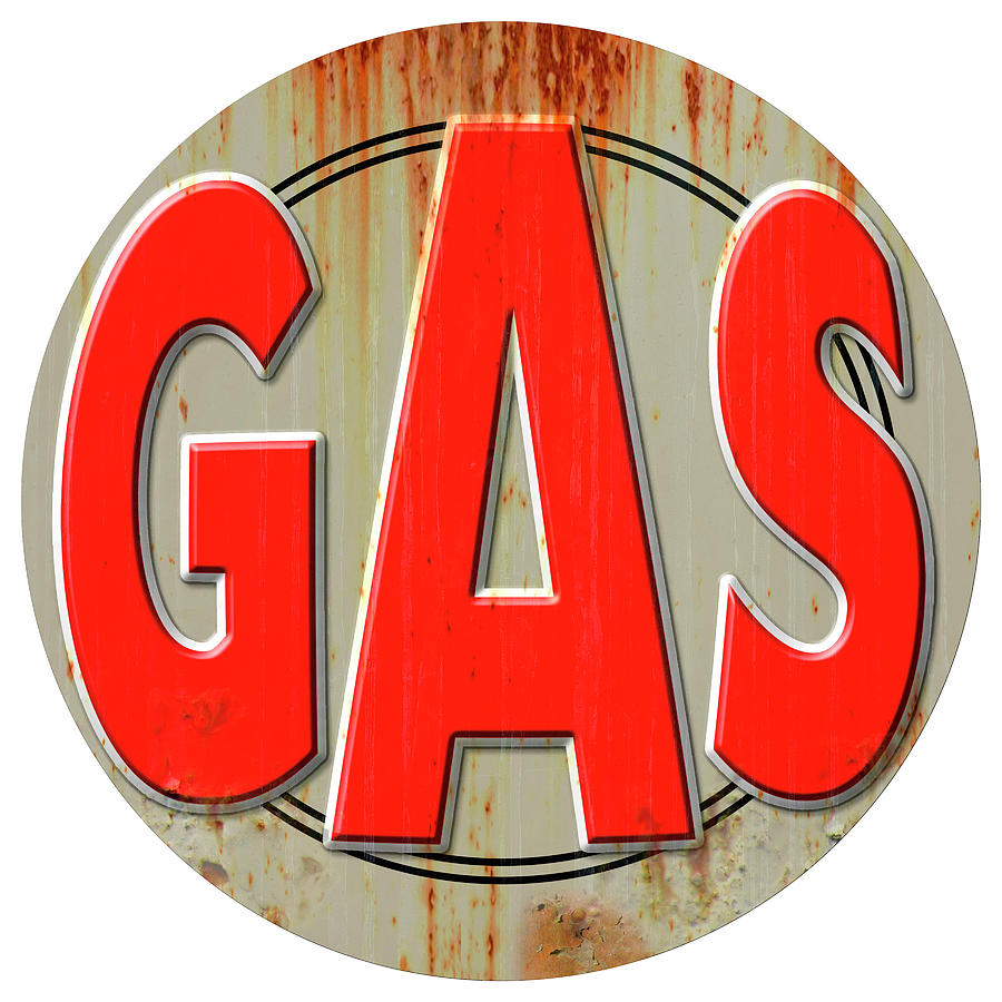 Sign Digital Art - Gas Distressed by Retroplanet