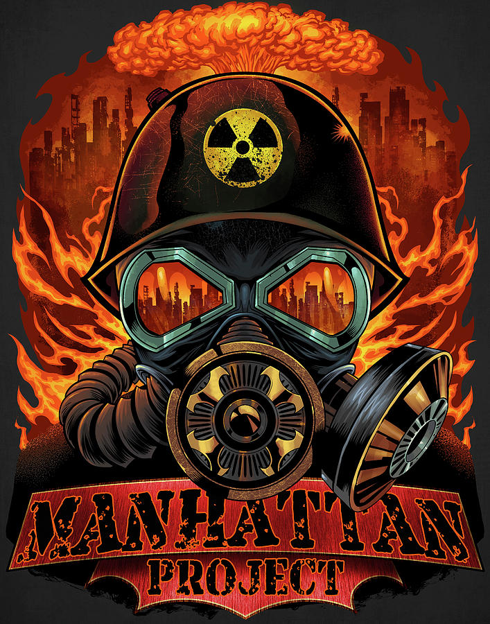 Typography Digital Art - Gas Mask Nuclear Explosion by Flyland Designs