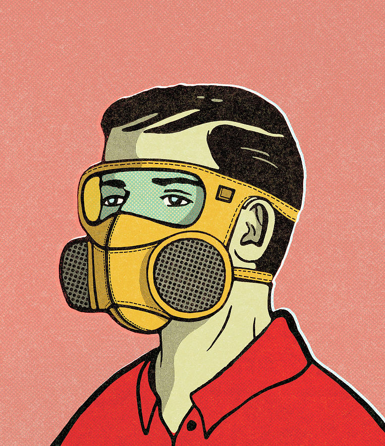 Vintage Drawing - Gas masks by CSA Images