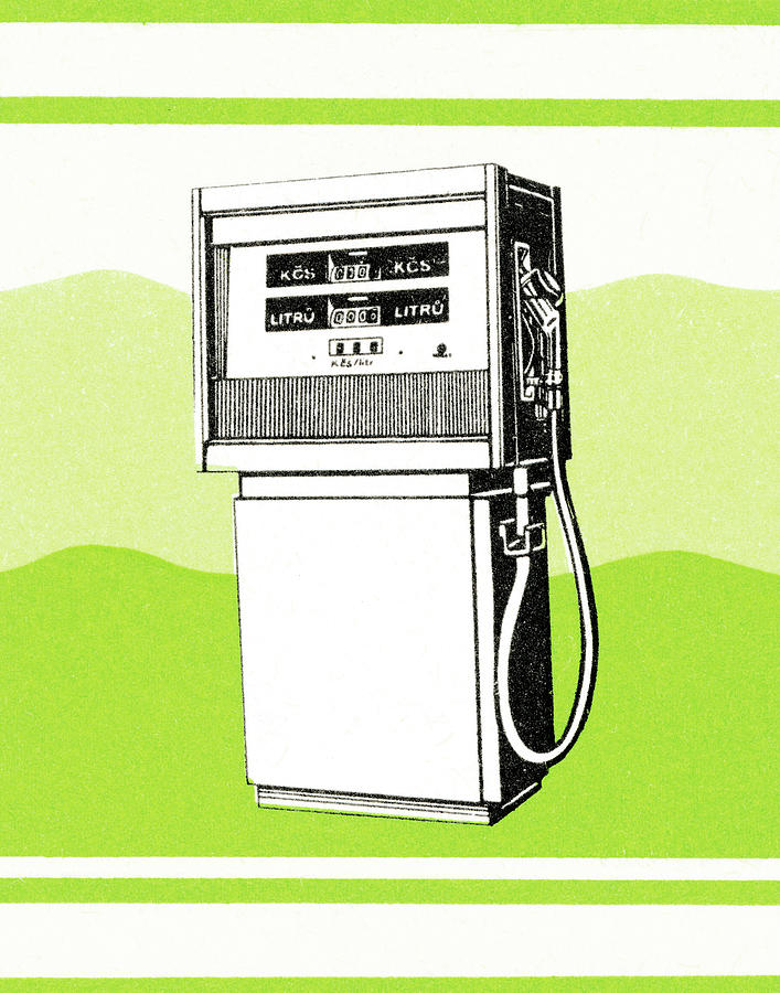 Vintage Drawing - Gas pump by CSA Images