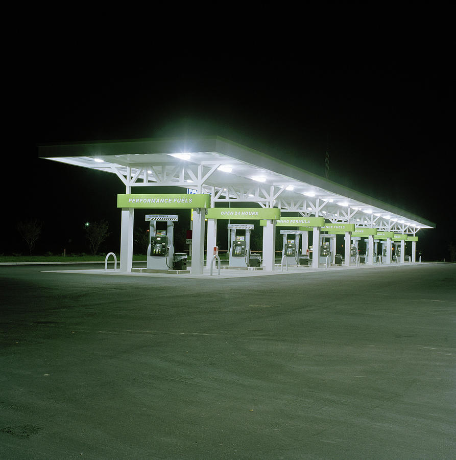 Gas Station At Night Photograph by Julia Christe