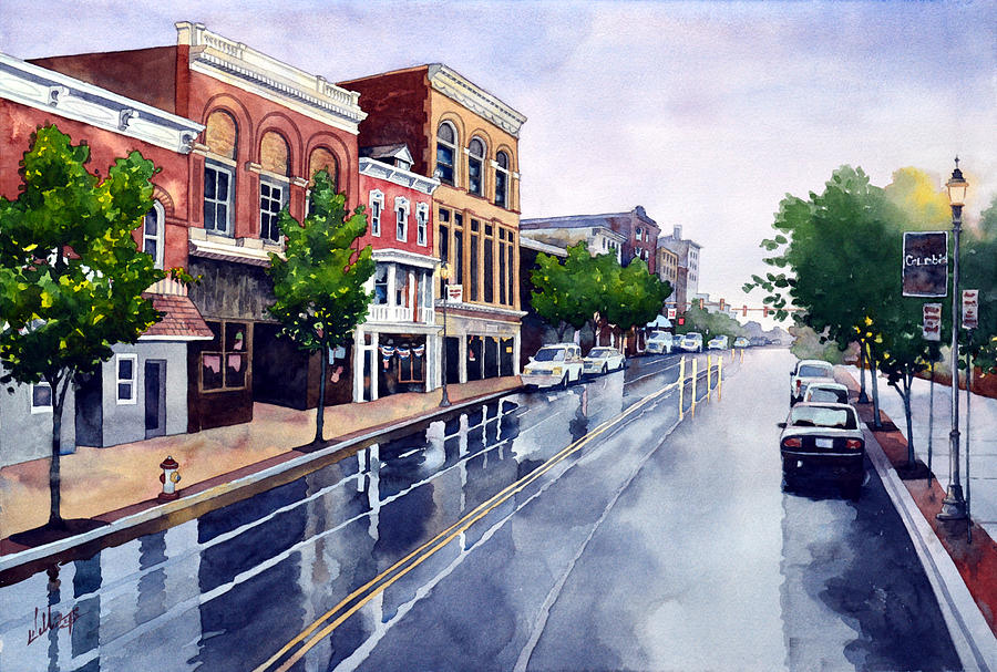 Gaslights and Afternoon Rain Painting by Mick Williams