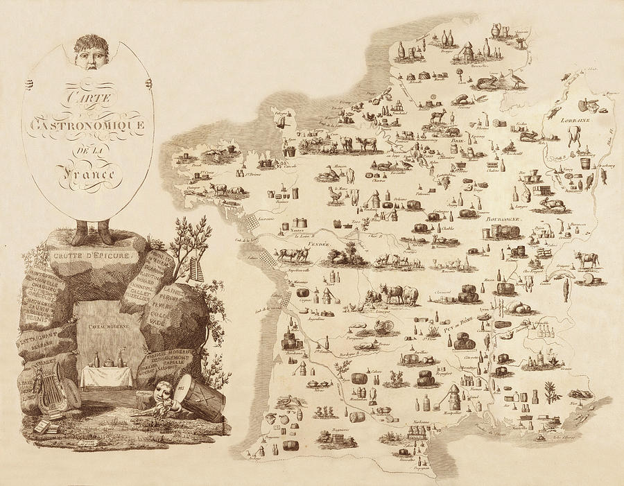 Gastronomic Map Of France 1809 Photograph by Andrew Fare