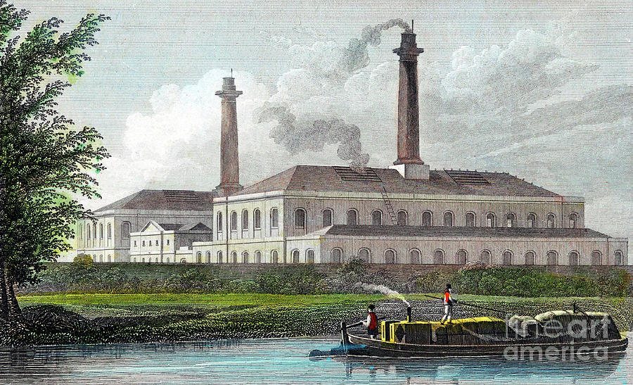 Gasworks On Regents Canal, London, 1828 Drawing by Print Collector