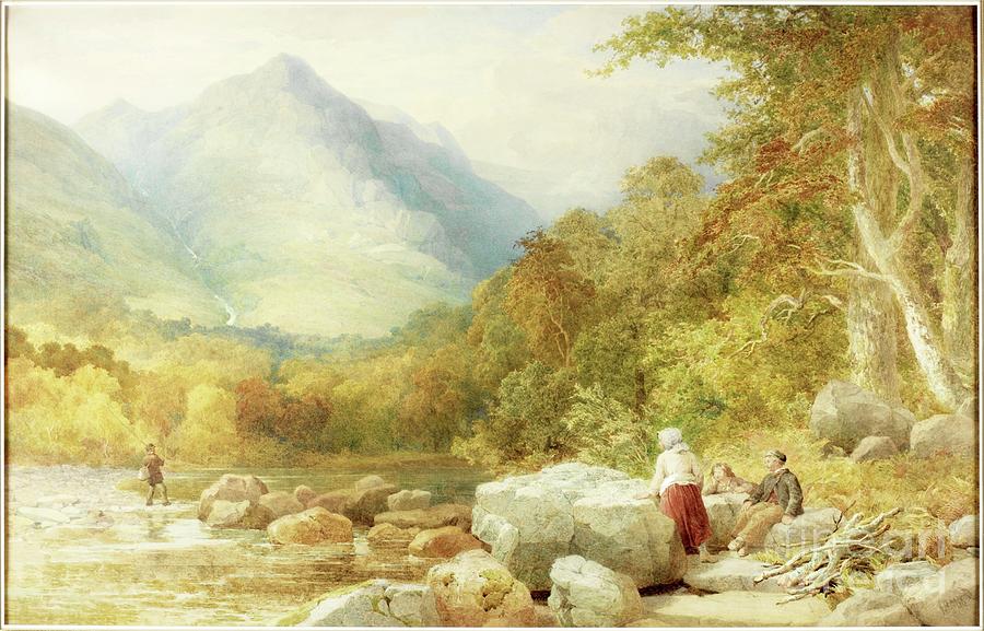 Gate Crag, Borrowdale Painting by John Henry Mole