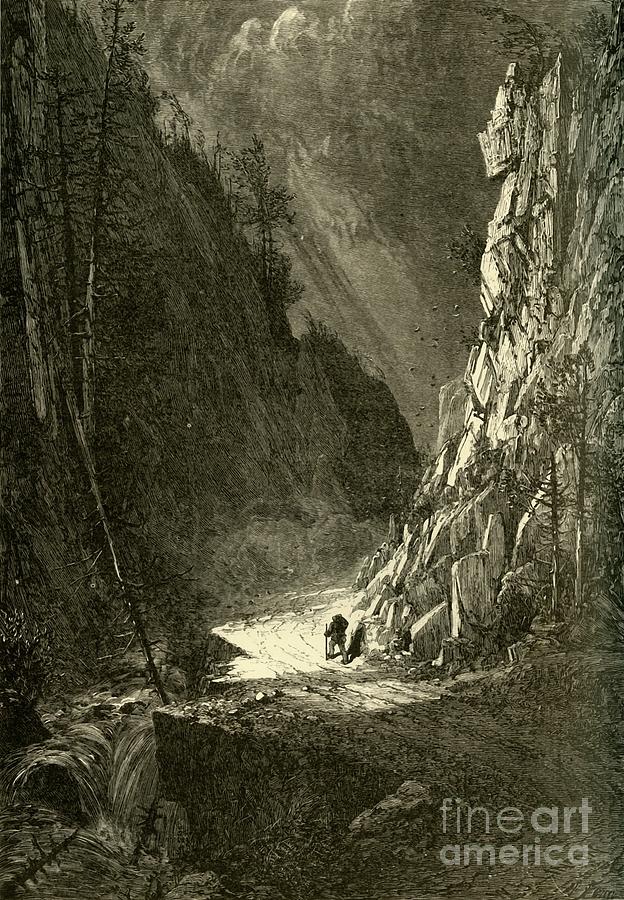 Gate Of The Crawford Notch Drawing by Print Collector