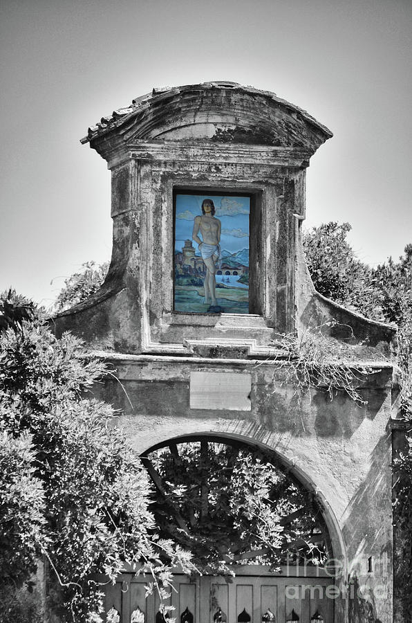 Gate of Vigna Barberini Palatine Hill Rome Italy Color Splash Black and White Digital Art by Shawn OBrien