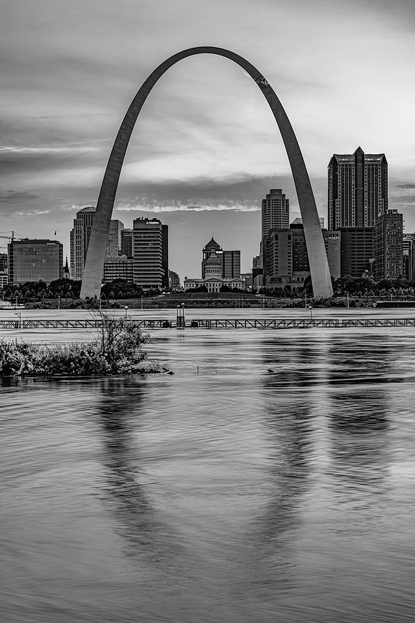 Gateway Arch Sunset - Saint Louis Missouri Infrared Monochrome Photograph