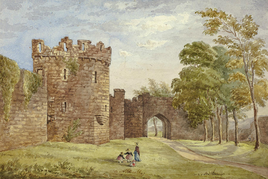 Gateway, Beaumans Castle Drawing by Elizabeth Murray