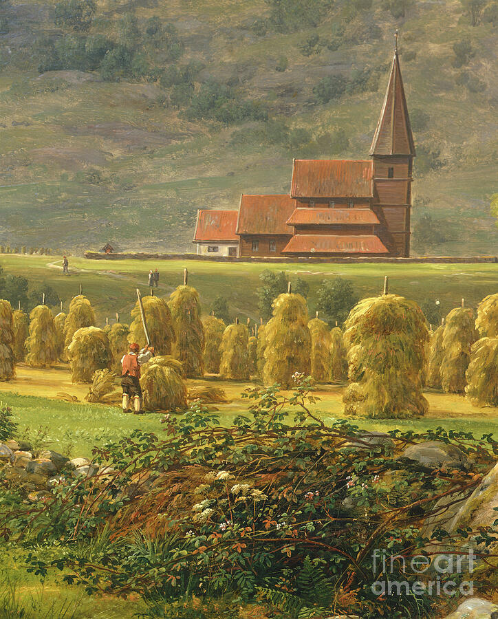 Gathering Hay By Johan Christian Clausen Dahl Norway Painting by Johan ...