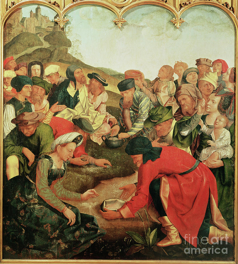 Gathering Of The Manna In The Desert Painting by Master Of The Evora