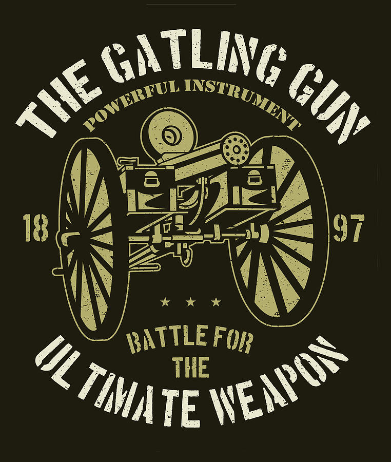 Vintage Digital Art - Gatling gun by Long Shot