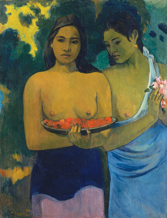 Two Tahitian Women, 1899 #2 Painting by Paul Gauguin
