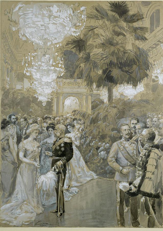 GAUSE, WILHELM Court ball at the Vienna andquot, Hofburgandquot. Drawing by Wilhelm Gause