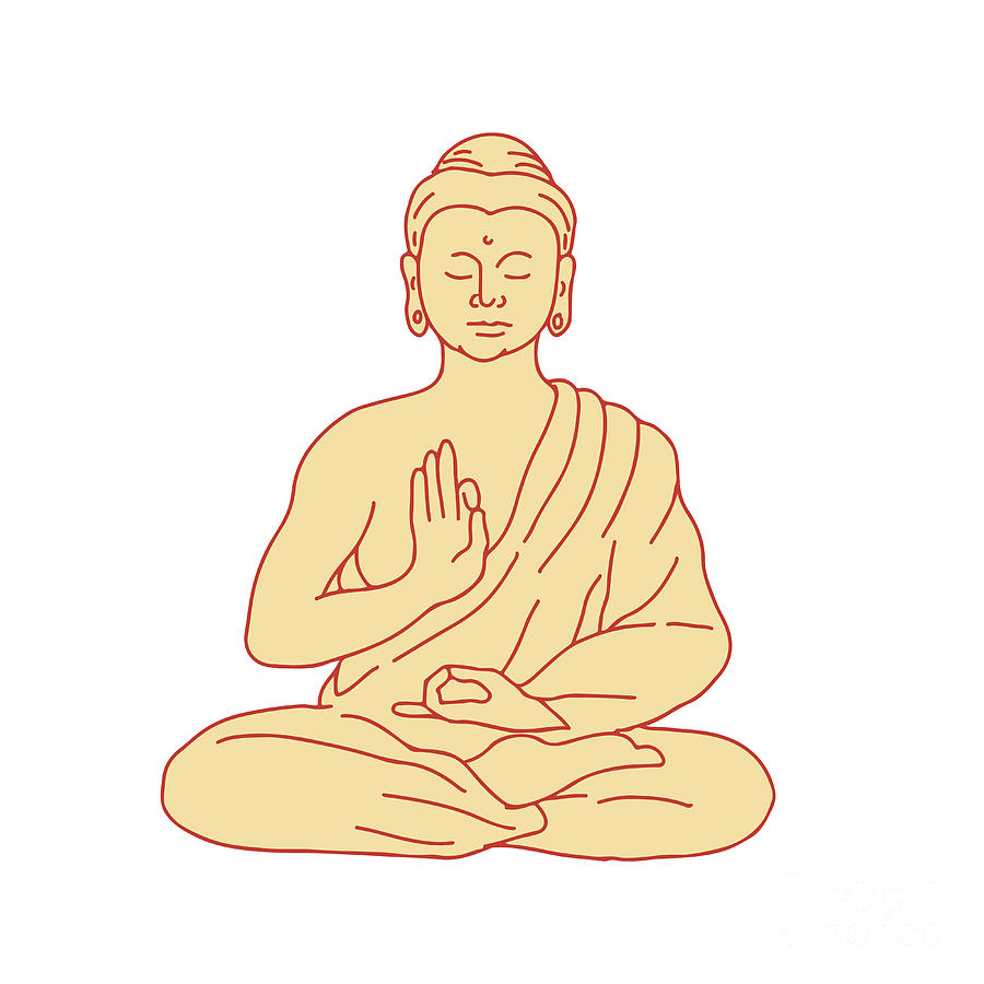 Gautama Buddha With Raised Right Hand On Vector Illustration Stock  Illustration - Download Image Now - iStock