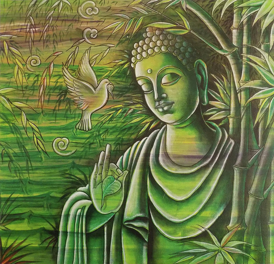 Buddha Drawing - Gautama Buddha The Bamboo Tone by Asp Arts