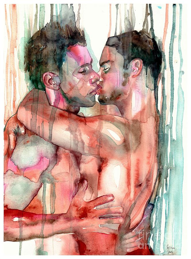 Love Painting - Gay Love - In The Shower by Suzann Sines Love Painting - Gay Love - In The Shower by Suzann Sines