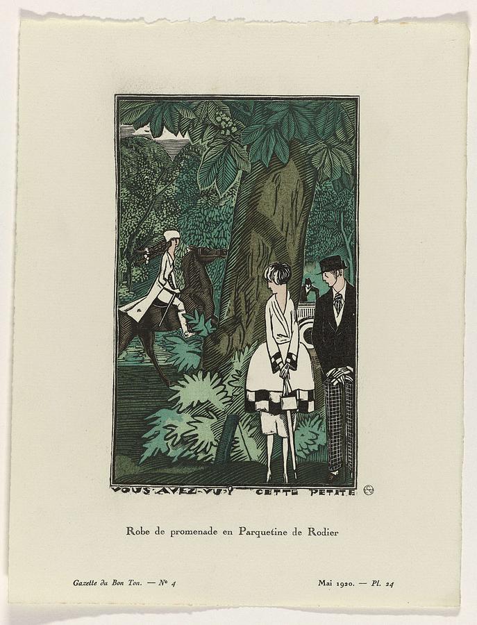 Gazette du Bon Ton, 1920 - No. 4, Pl. 24 Have you seen This little  Parade of Rodier walk dress, Fer Painting by Gazette du Bon Ton