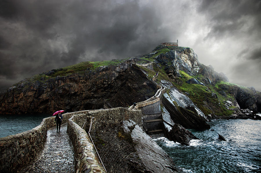 Gaztelugatxe And The Girl With Pink Photograph by Photography By Iñaki Gomez Marin