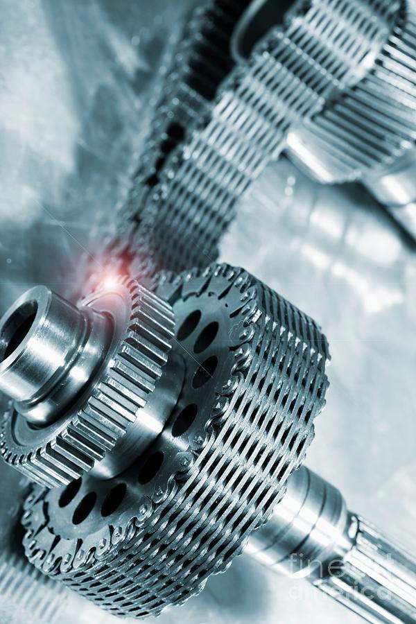 Gears Powered By A Timing Chain Photograph by Christian Lagerek/science Photo Library