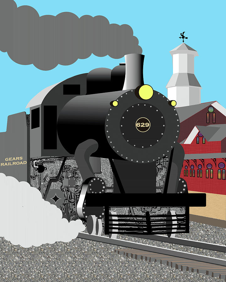 Gears Rr Steam Train Digital Art