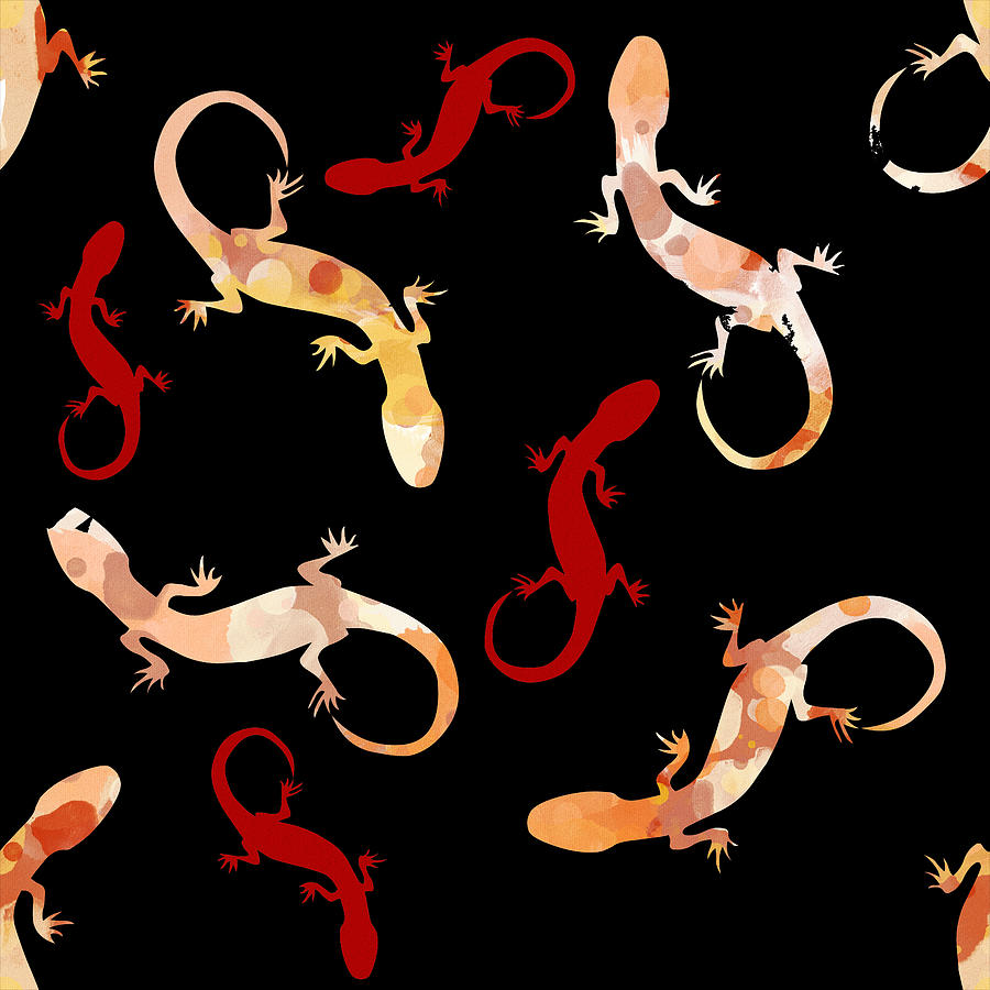 Gecko Pattern Mixed Media by Christina Rollo