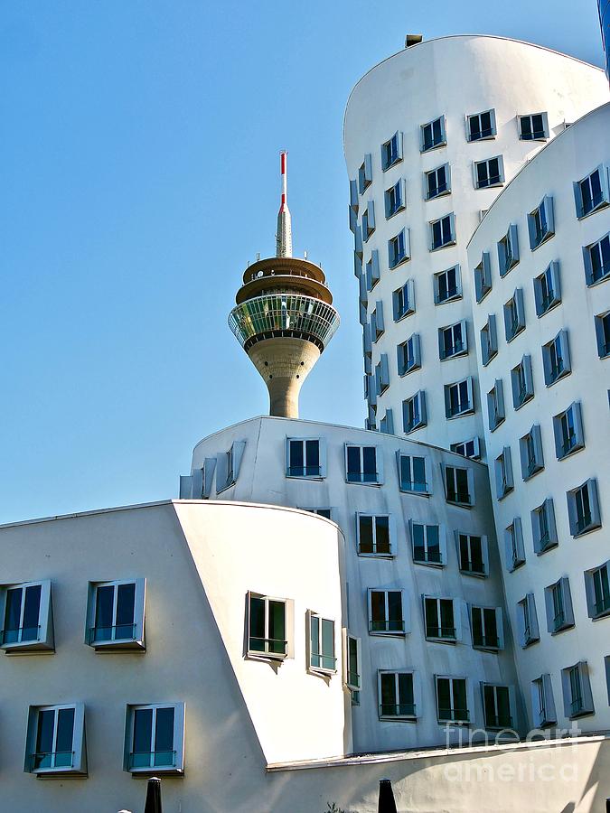 Gehry Building and Rheinturm Photograph by Elisabeth Derichs