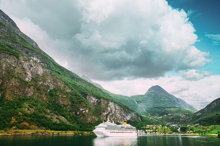 Summer Photograph - Geirangerfjord, Norway. Aerial View by Ryhor Bruyeu