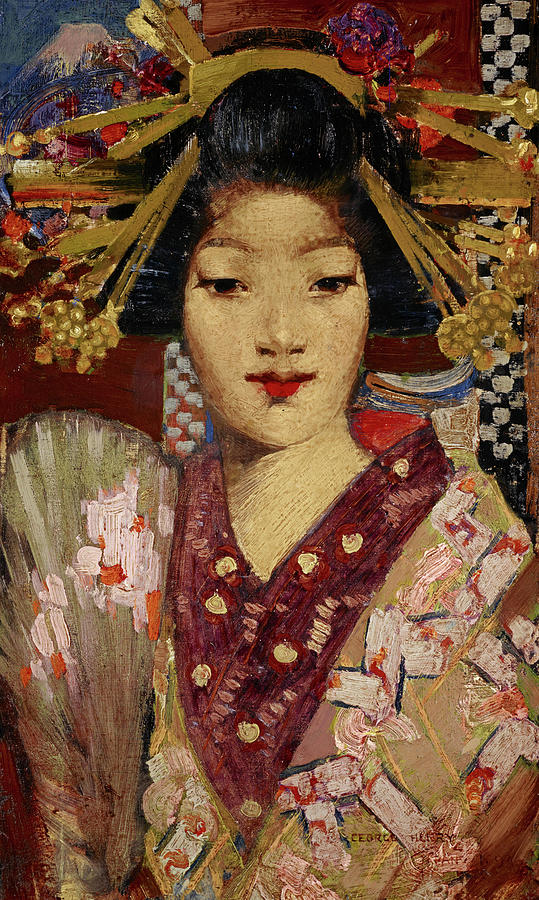 Henry Geisha Girl Detalle Pintura gran impresión arte enmarcado 