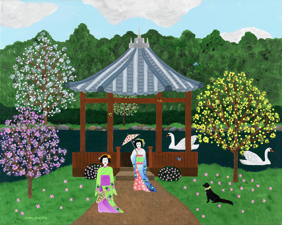Spring Painting - Geisha Girls by Susan C Houghton
