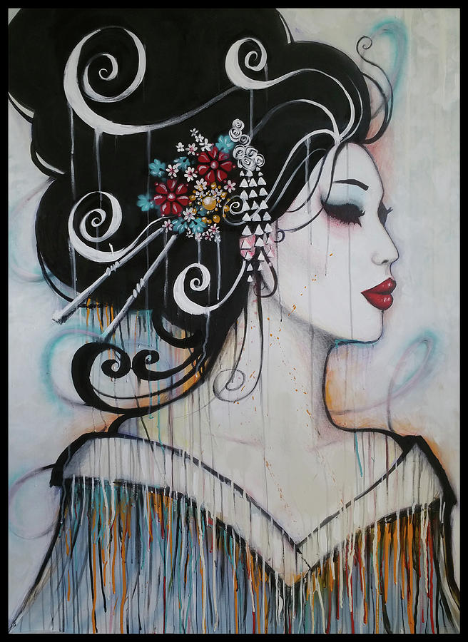 Geisha Graffiti  Painting by Matt Mercer