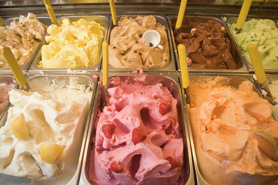 Gelato Display Of Many Flavors Photograph by Grant Faint