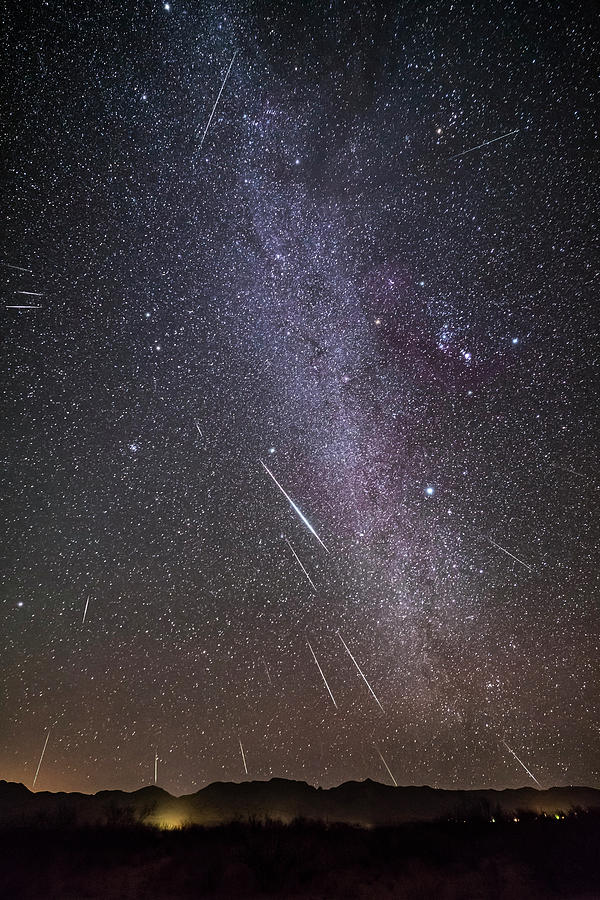 Geminid Meteor Shower In A View Framing Photograph by Alan Dyer - Fine ...