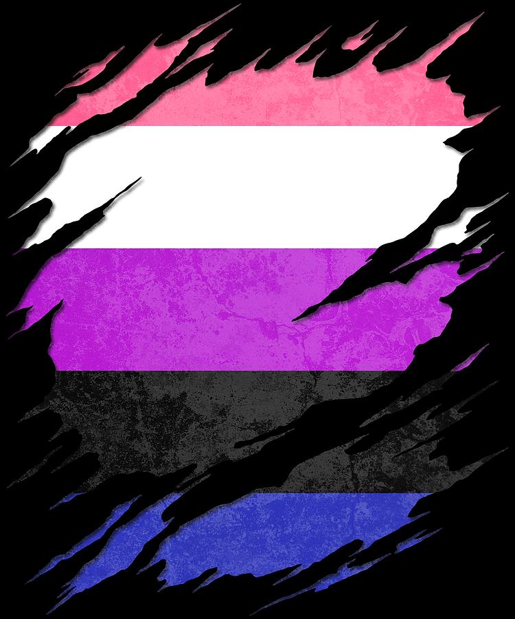 Coming Out Digital Art - Genderfluid Pride Flag Ripped Reveal by Patrick Hiller