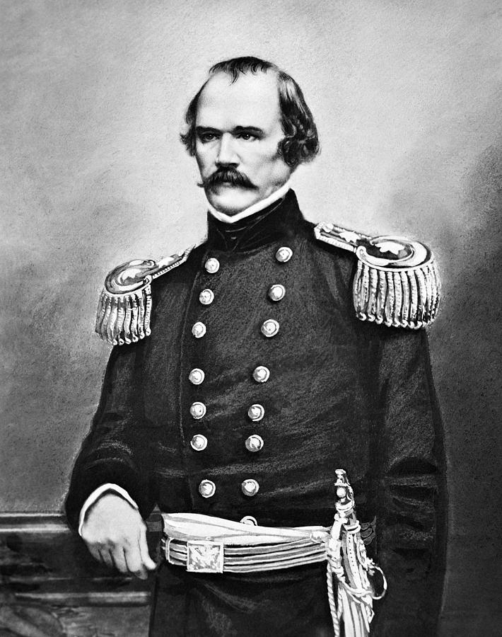 American Civil War Drawing - General Albert Sidney Johnston Portrait by War Is Hell Store