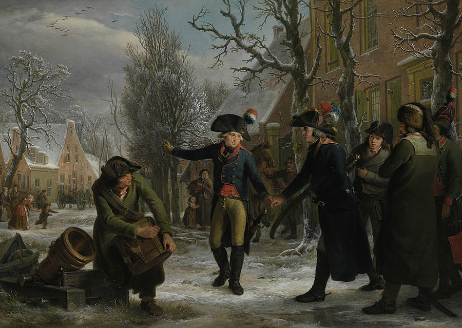 General Daendels says goodbye to Lieutenant Colonel Krayenhoff Painting by Egbert van Drielst