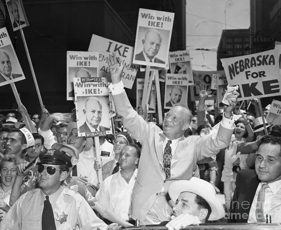 General Eisenhower With Arms Raised Photograph by Bettmann General Eisenhower With Arms Raised Photograph by Bettmann