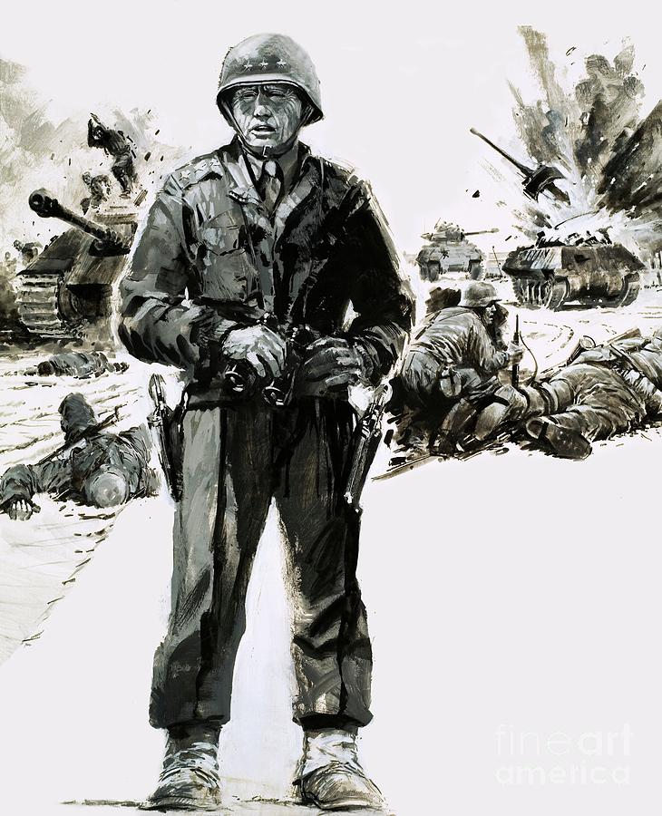 Portrait Painting - General George C Patton by Graham Coton