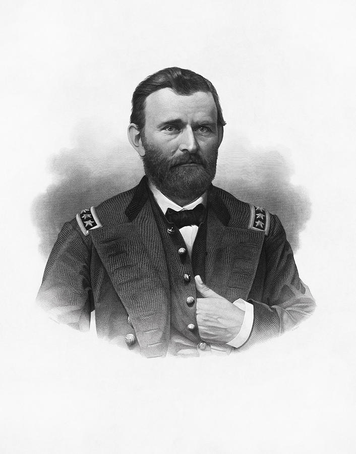 General Grant Engraved Portrait Drawing by War Is Hell Store
